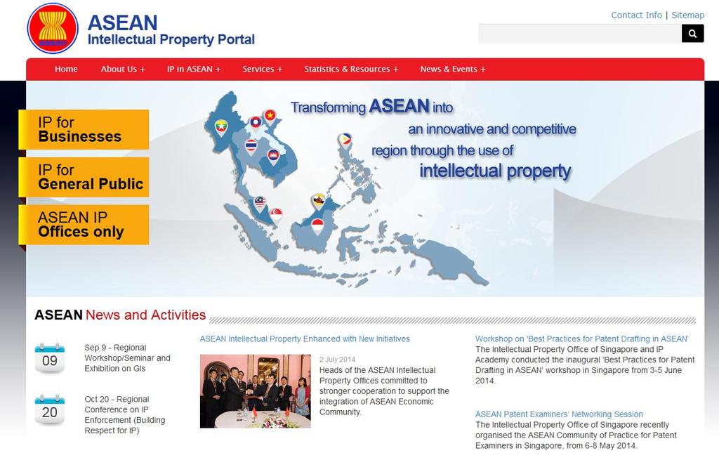 ASEAN IP Portal Centralized online platform to aggregate information and statistics on IP development and happenings in