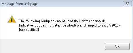 Set the Budget Element The budget period start date should be equal to or before the start