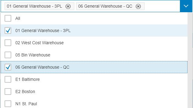 After you choose your employee(s), choose which warehouse you want to see data on.