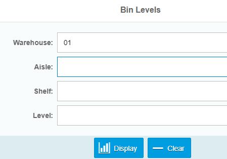message). Bin Levels This screen gives you a visual representation of your bins and their current levels based on the mins and maxes.