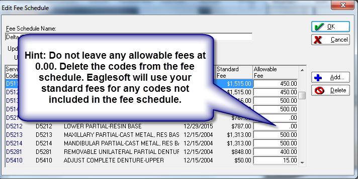 Individually Setting Up Service Codes With this option you will have to manually add each service code and allowable fees.