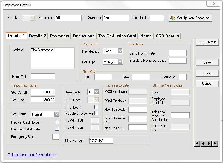 Step 3: Check Employee Records Now you need to check the records of all employees in each of the payrolls you run. 1. Select the Processing - Employee Details menu option. 2.