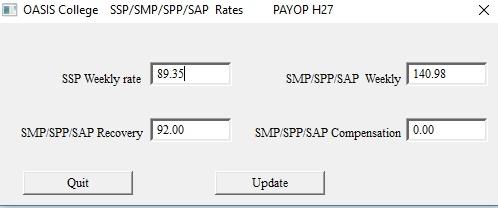 The SMP Rates screen in the menu under should now look like this: Note that for small employers (those with annual NIC