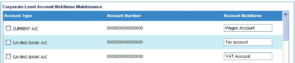 Account Nickname Each account that is set up on Business Online Banking shows the account title. If you prefer, you can allocate nicknames to individual accounts that only you can see.