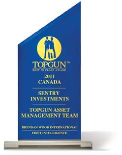 Company and team accolades 2011 and 2012 Lipper Best Equity Funds Group 2010 and 2011 TopGun Asset Management Team Award One of only five firms in Canada to receive the honour from Brendan Wood