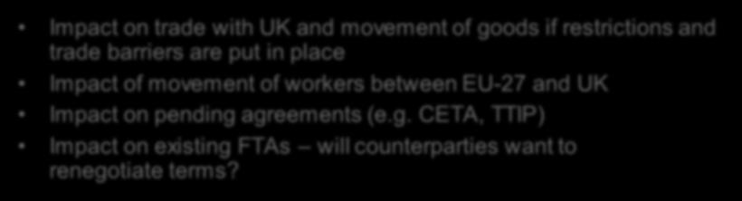 movement of workers between EU-27 and UK Impact on pending 