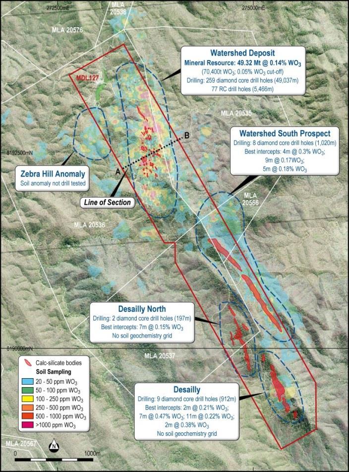 Set to Grow Prospective open pit drill ready targets on surface: Watershed South, Desailly and