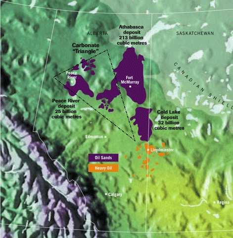 Oil Sands Areas Source:EUB Alberta s Reserves 23 and Supply/Demand Outlook 24-213 Initial volume in place (bitumen): 1,629 x 1 9 barrels Initial established reserves: 178 x 1 9 barrels Cumulative