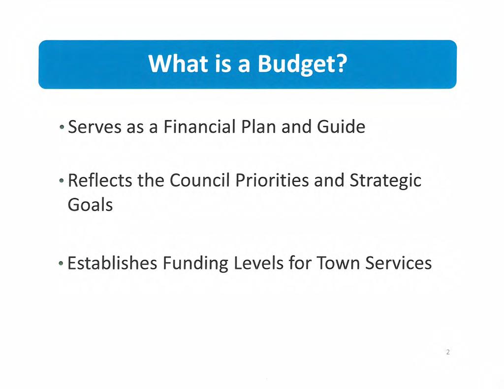 n Serves as a Financial Plan and Guide Reflects the Council