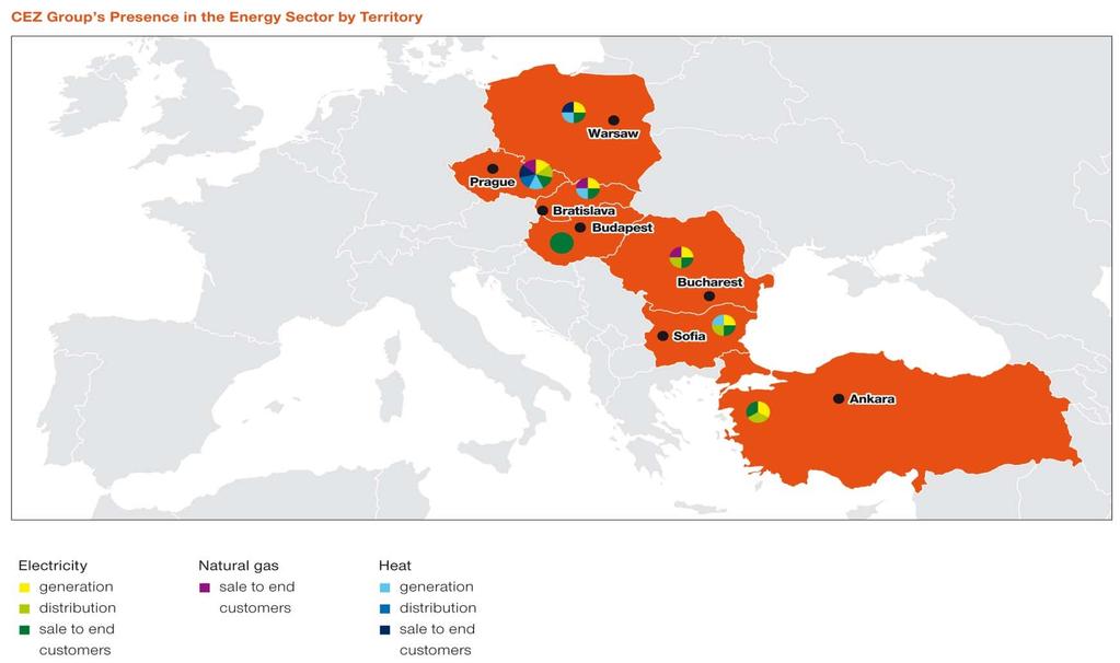 CEZ GROUP IN EUROPE CEZ Group s Presence in the Energy Sector by Territory