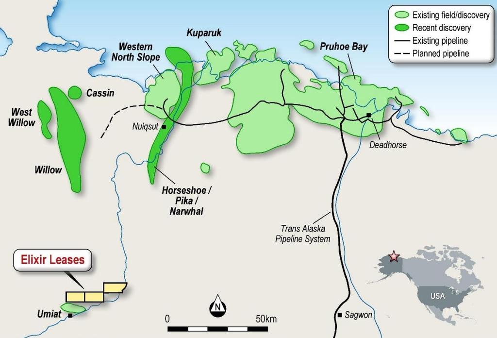 Alaskan Acquisition Project Peregrine Exclusive option to acquire 100% working interest in 35,423 acres Acreage within the National Petroleum Reserve of Alaska (NPRA) and within 75kms of multi
