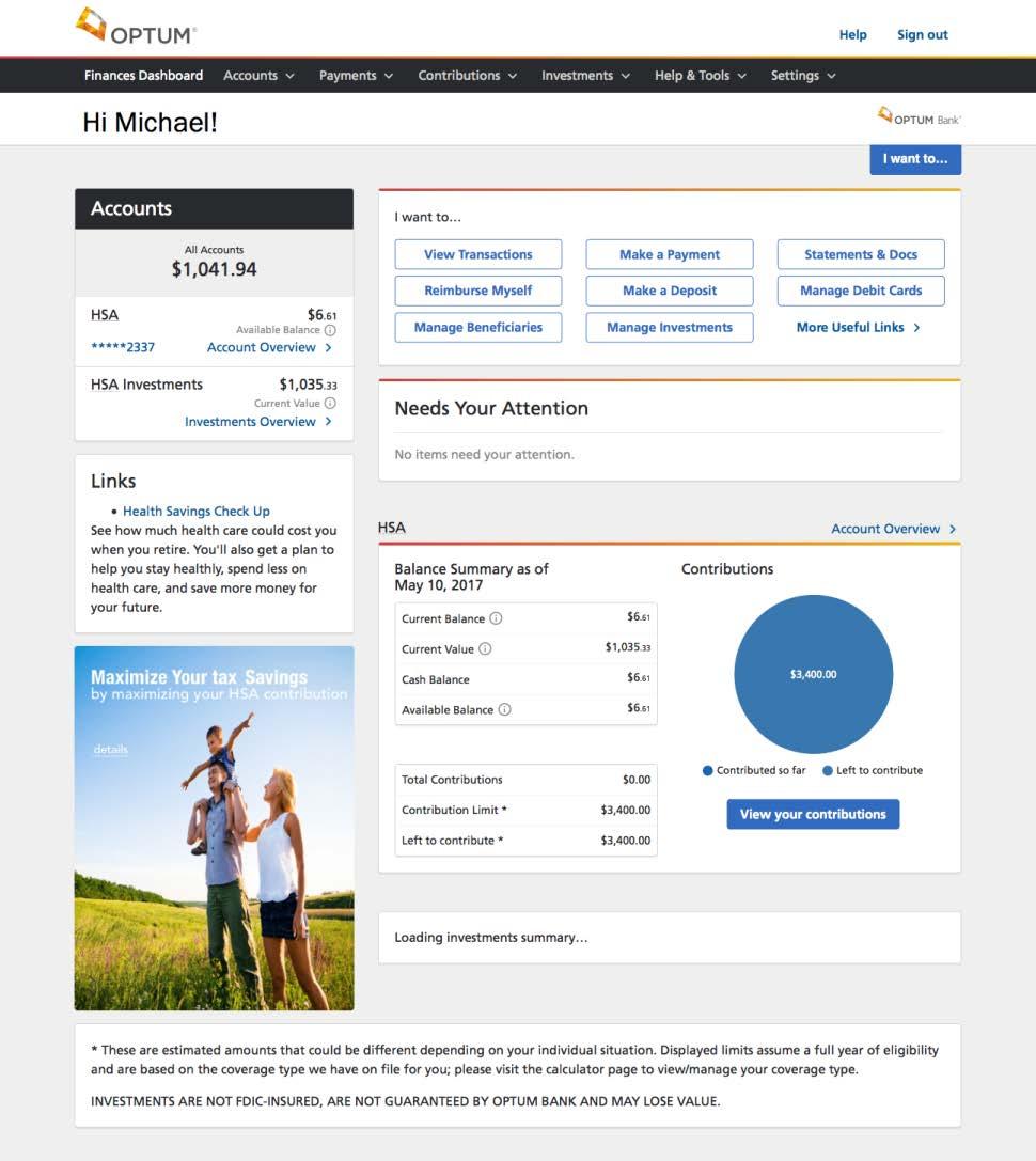 Managing your HSA online See all your current balances at once in dashboard view Reimburse yourself Pay medical bills Track bill pays, reimbursements and out-of-pocket expenses via expense journal