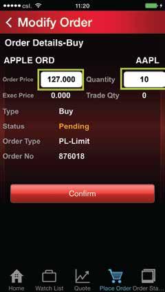 7. Modifying or Cancelling Orders Modify Orders 1) Select Order Status from Main