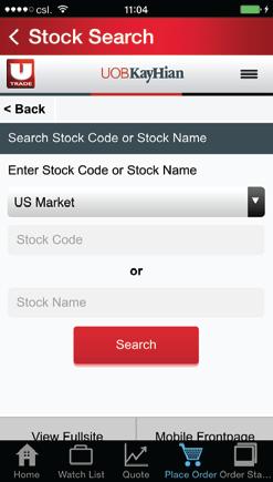 5. Place Order Stock Search You can find a US