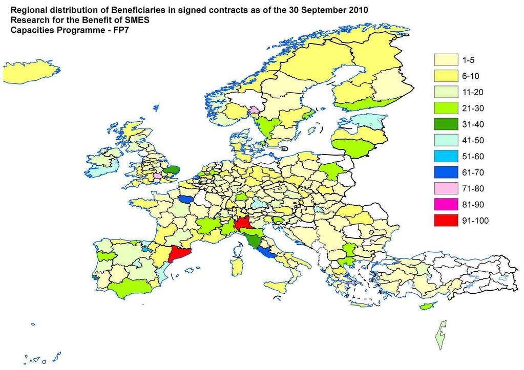 Map 6: Capacities Programme FP7.