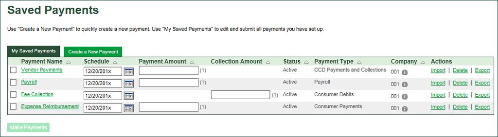 the Payment History screen. 7.