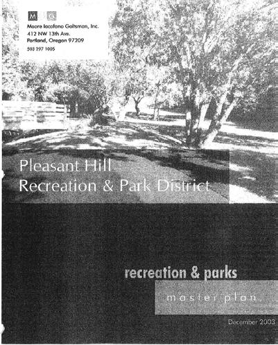 Master Plan Update Location: Parks and Facilities within District boundaries Project Description: Update the 2003 Recreation and Parks Master Plan to idnetify future community needs and potential