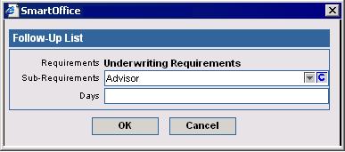 To add an entry, click the Add button to open the Select Requirement Type dialog box.