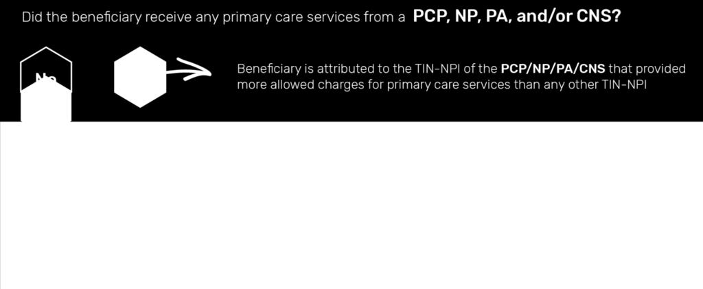 If a beneficiary received more primary care services from a specialist physician s TIN-NPI than from any other provider s TIN-NPI during the performance period, then the beneficiary is assigned to