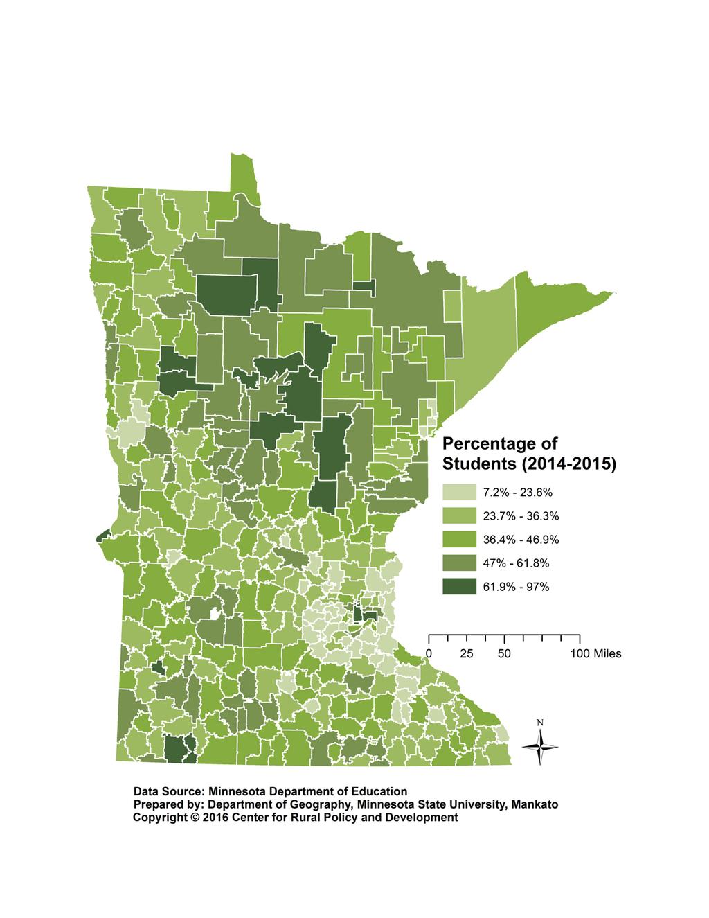 Free lunch eligibility, 2014-2015 For the state of Minnesota, 39% of students were eligible for free or reduced-price lunch in the 2014-2015 school