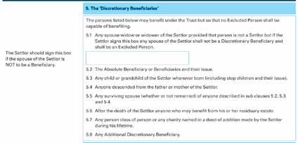 Beneficiary of the trust. Please refer to the Technical Guide for further information about when this box should be signed.