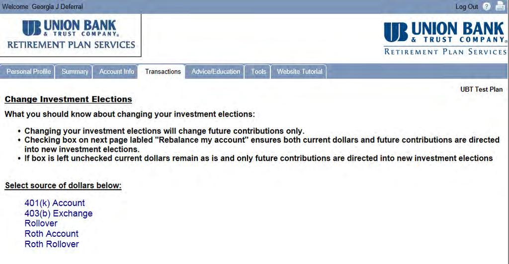 change their investment elections at any time. Under the New Election column insert the new percent desired.