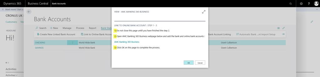 2) To be able to link the bank accounts, follow the steps in the picture below: PS.