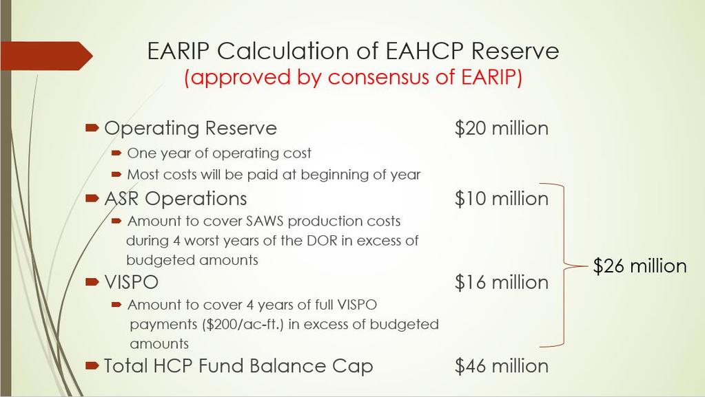 Recovery leases and operations and VISPO forbearance payments, will be higher during certain drought years.