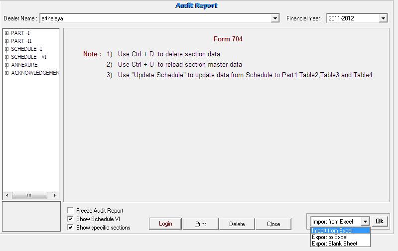 Audit Report in MVAT : Click on Audit report New -> Screen will be seen as shown below -> On this screen various options are given as per audit request -> while going through audit prog.