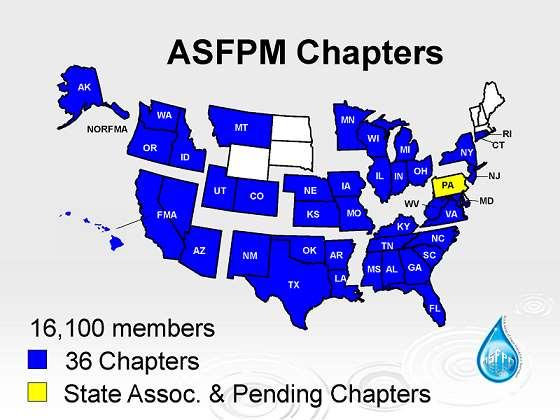 The Association of State Floodplain Managers 2 ASFPM began more than 45 years ago as a grassroots organization of floodplain managers in the Midwest and now includes more than 16,000 members