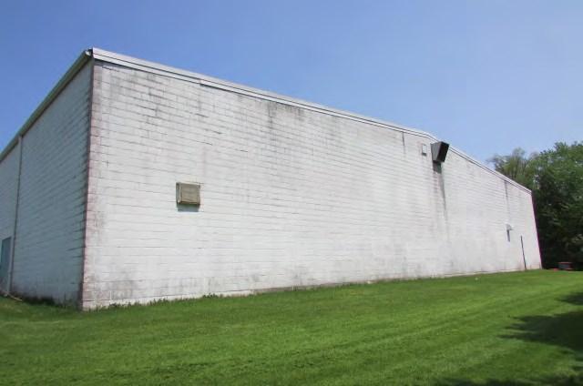 View of the south elevation of the arena building taken from