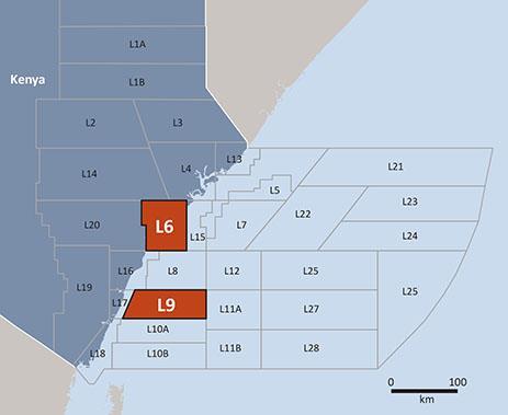Kenya Large acreage position in Lamu Basin Farmout completed for onshore L6: total work program ~US$30M Interest in two exploration blocks Great neighbours in BG, Anadarko, Total, ENI 24% free