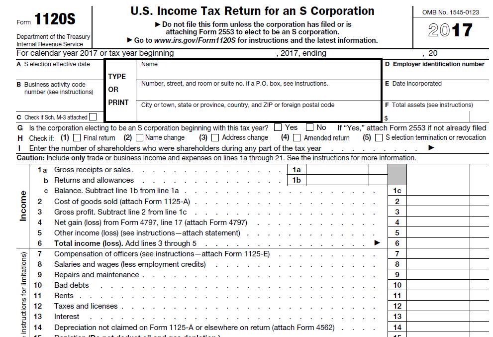 Schedule K-1 (Form 1120S) Be prepared to submit a copy of the 1120S for each S Corporation in which