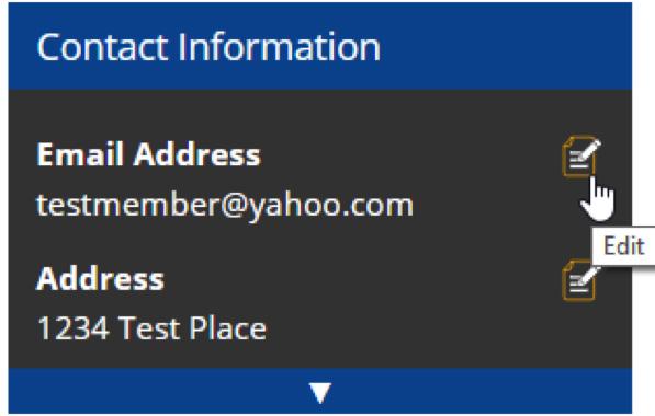 Clicking on the Edit icon in the Contact Information section of the home page will bring you