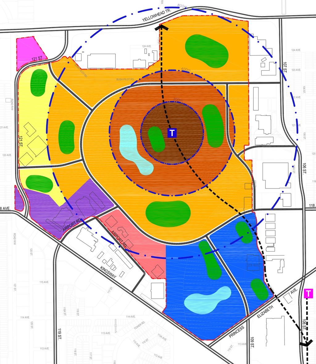 Demonstration Plan Study Area The ECCA Lands (Study Area) includes 217.1 hectares (536.5 acres) of land at the Edmonton City Centre Airport as defined by the areas highlighted in the figure.