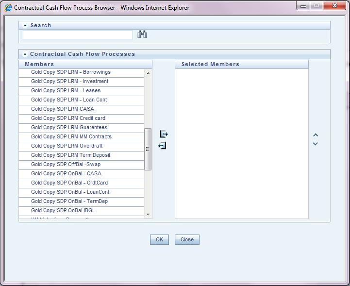1. On the Application Preferences window, under Contractual Cash Flow Process Selection, click to select the process. The browser is displayed. Figure 5 Contractual Cash Flow Process Selection 2.