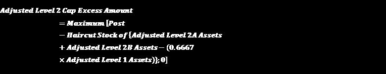 Adjustment to Stock of HQLA Due to Cap on Level 2 Assets: Adjustment to Stock of HQLA due to cap on Level 2 assets is calculated as follows: b.
