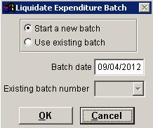 The Batch date displays the Liquidation Date you