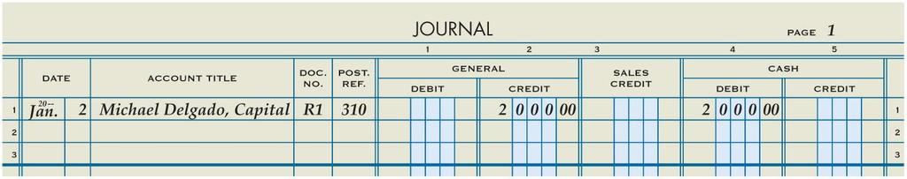 Posting an Amount from a General Lesson 4-2 Credit Column 2 LO5 1 3 5 4 1. Write the date. 4. Write the new account balance.