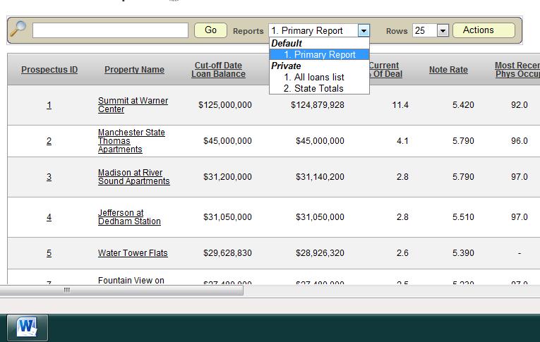 4.9 Custom Deal Reports This section describes the Custom Deal Reports screen. Users can create and save their own custom reports that will be available during any subsequent session.