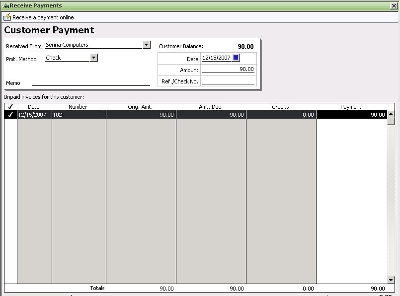 C. Receive a Payment Practice Session Money In Track Your Business 1 2