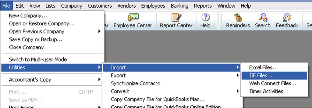 QuickBooks Set-Up Import Chart of Accts Now you will need to import your Chart