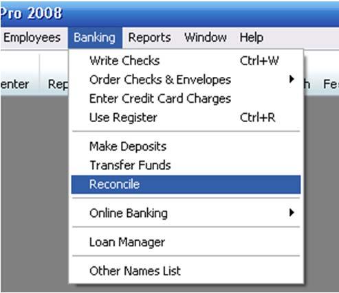 QuickBooks Basics Credit Cards To pay your credit card bill, choose Reconcile from the