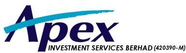e-communication In our continuing effort to be environmentally responsible, Apex Investment Services Berhad will be enrolling unit holders to receive statements, Interim and Annual Reports and other