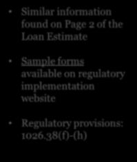 Web Address] forms available on regulatory implementation website Regulatory provisions: 1026.