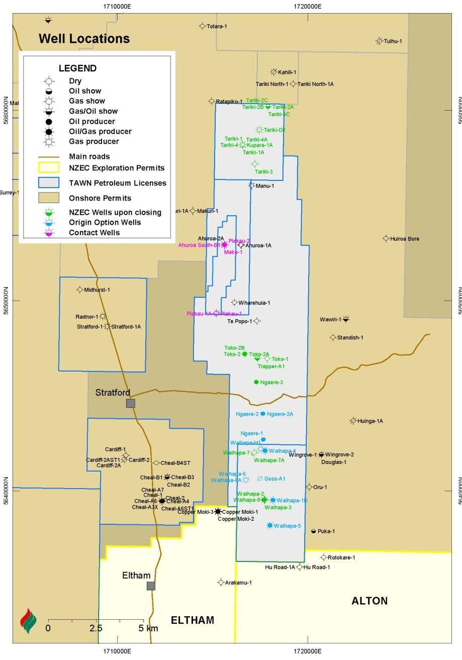 Upstream Assets Well Inventory 27 existing wells Contact retaining PEP52278 for gas storage in Tariki formation reservoir via 6 wells Origin retaining 10-year option for gas storage in Tikorangi