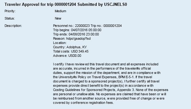 TRIP Approval Summary The Summary section will provide a high level summary of who, when, where, why, and total trip costs.
