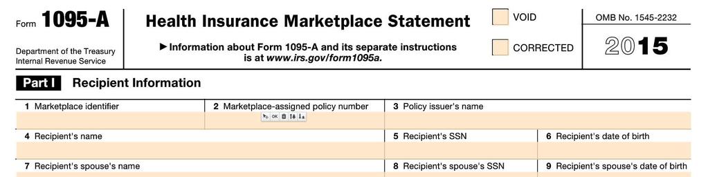 Form 1095 A For Marketplace Consumers If the consumer had coverage through a Marketplace qualified health plan in 2015 They ll get a new Form 1095 A in the mail it will help them fill