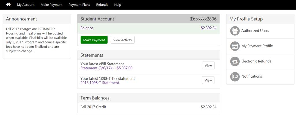 Manage Your Account You may make payments through Goldlink using your credit or debit card.