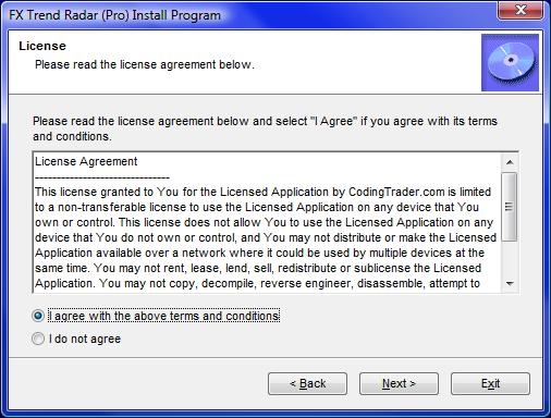 Click Next to display the License Agreement: You must accept the License